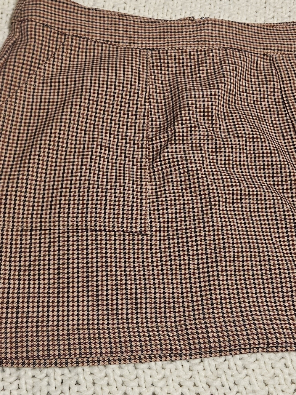 a.new.day Brown and Cream Houndstooth Mini Skirt.